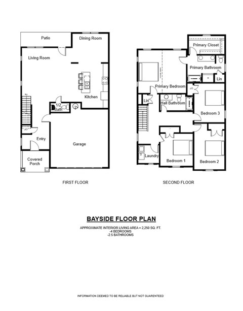 Floor plan for 4 beds, 2.5 baths, 2250 sqft